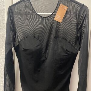 Mesh shapewear top with built in bra